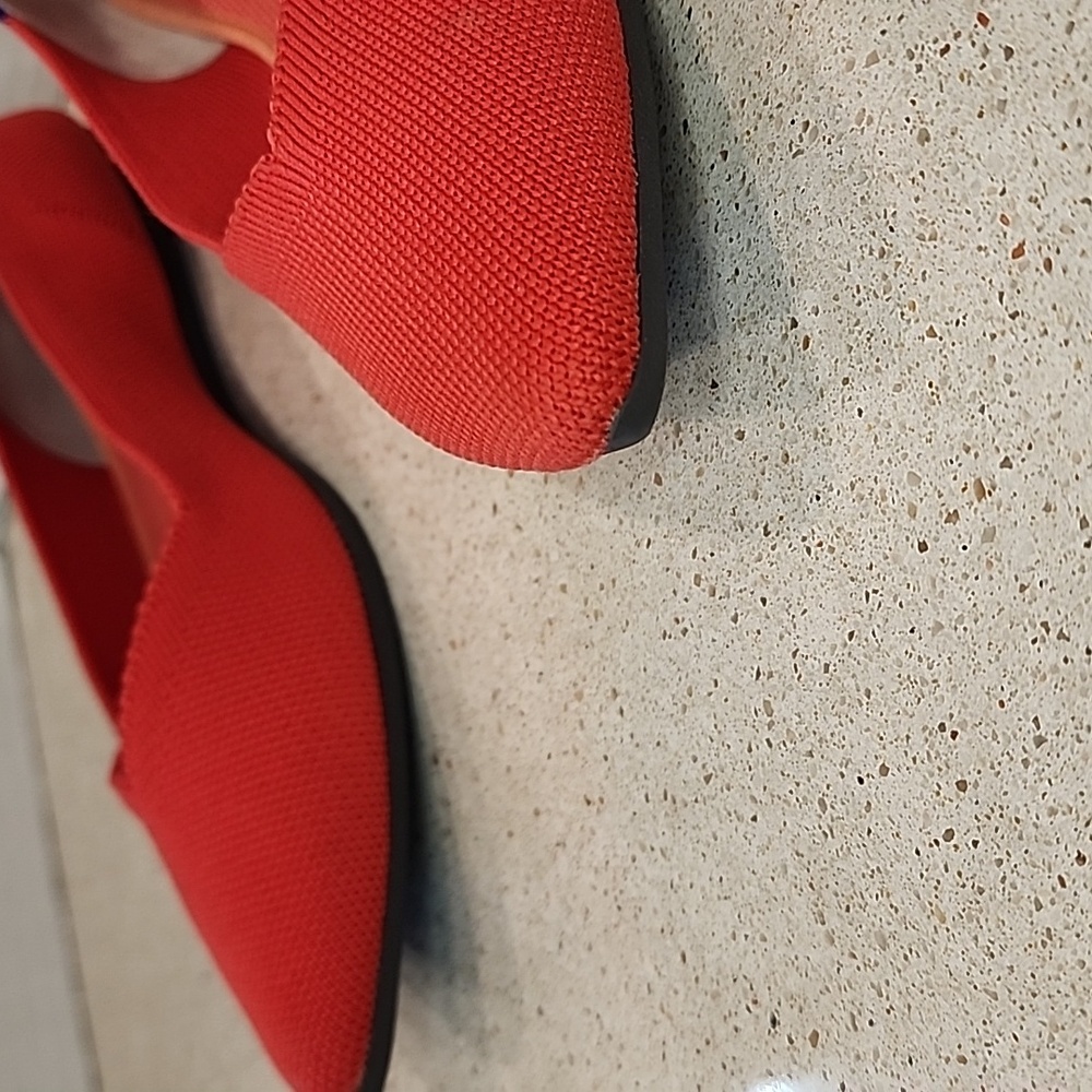 Rothy’s The Point Flats Red Knit Size 9 Women’s Original Point Washable Comfort - Picture 3 of 9